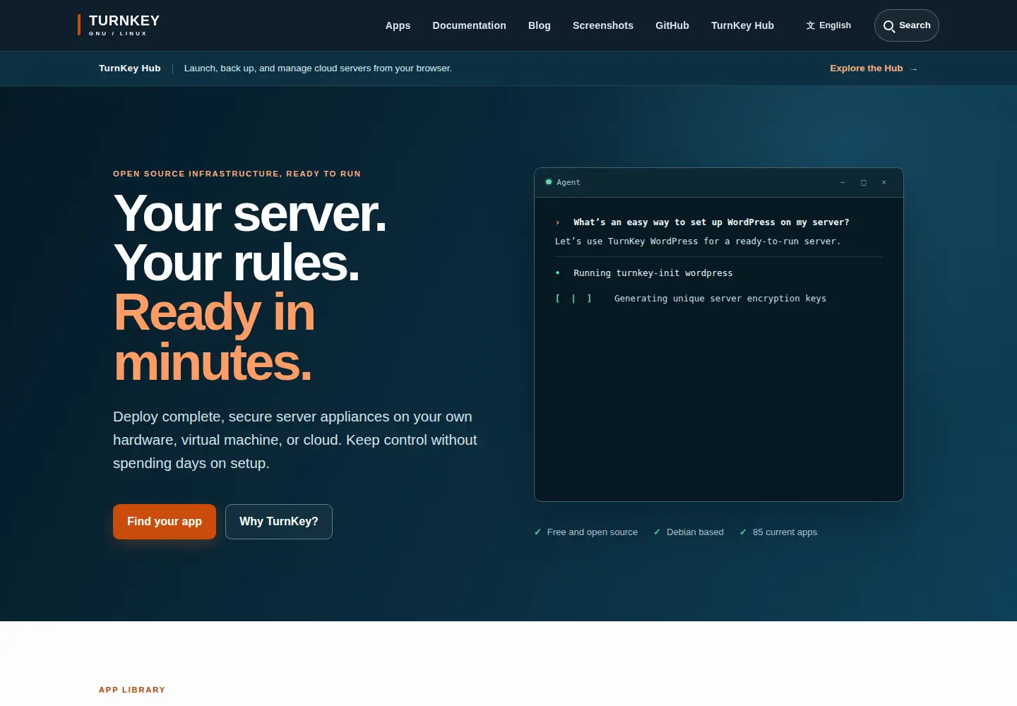 Screenshot of turnkeylinux.org