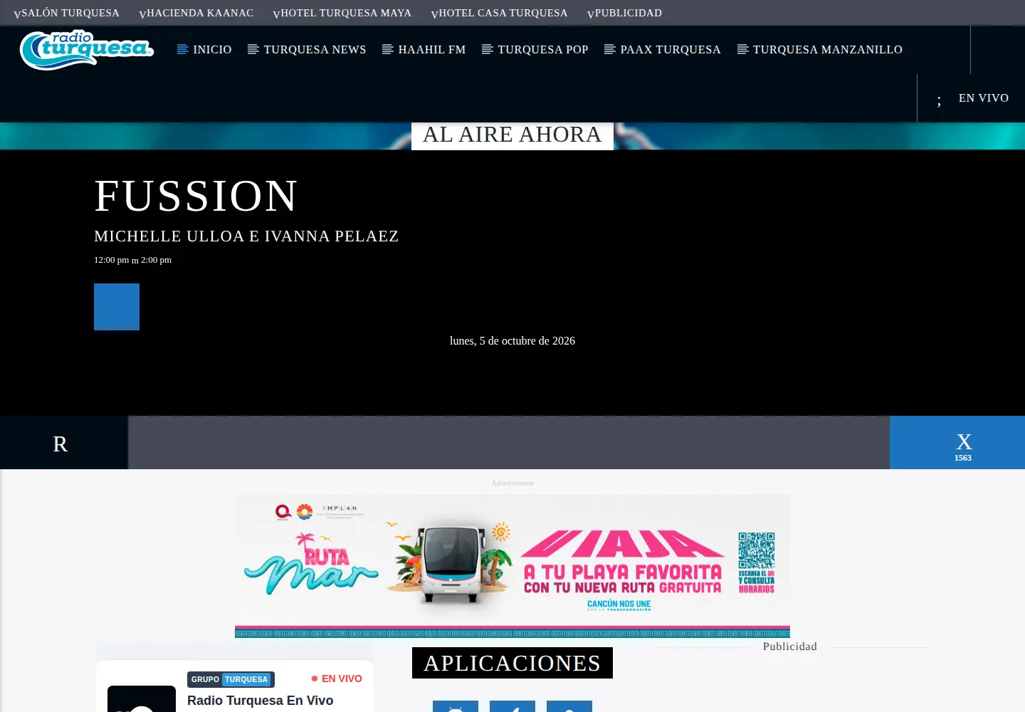 Screenshot of radioturquesa.fm