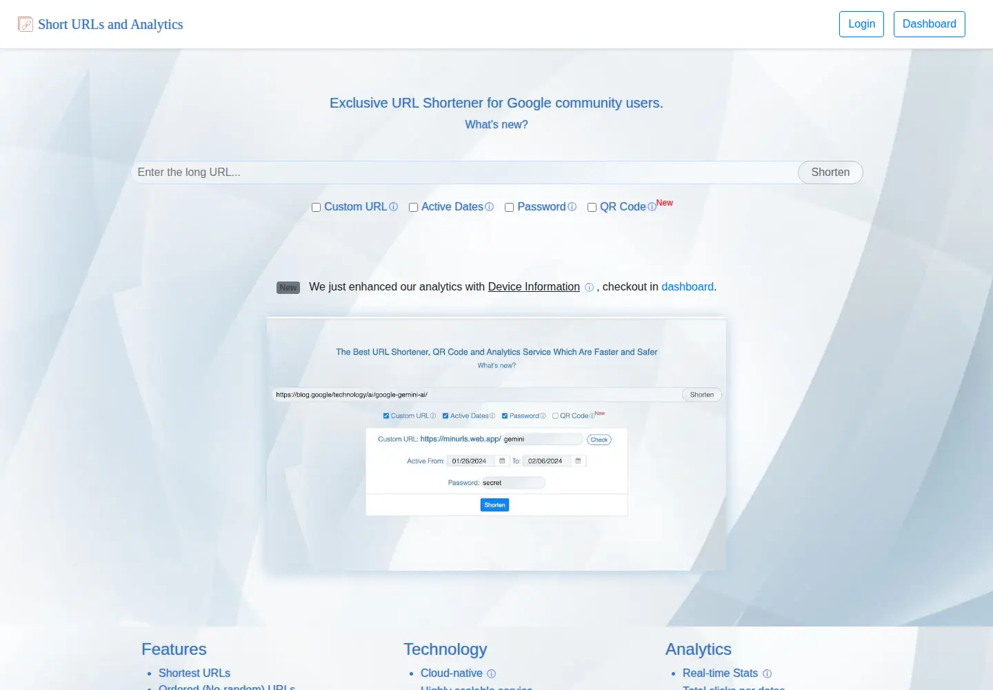 Captured homepage of gogl.to in the current scan