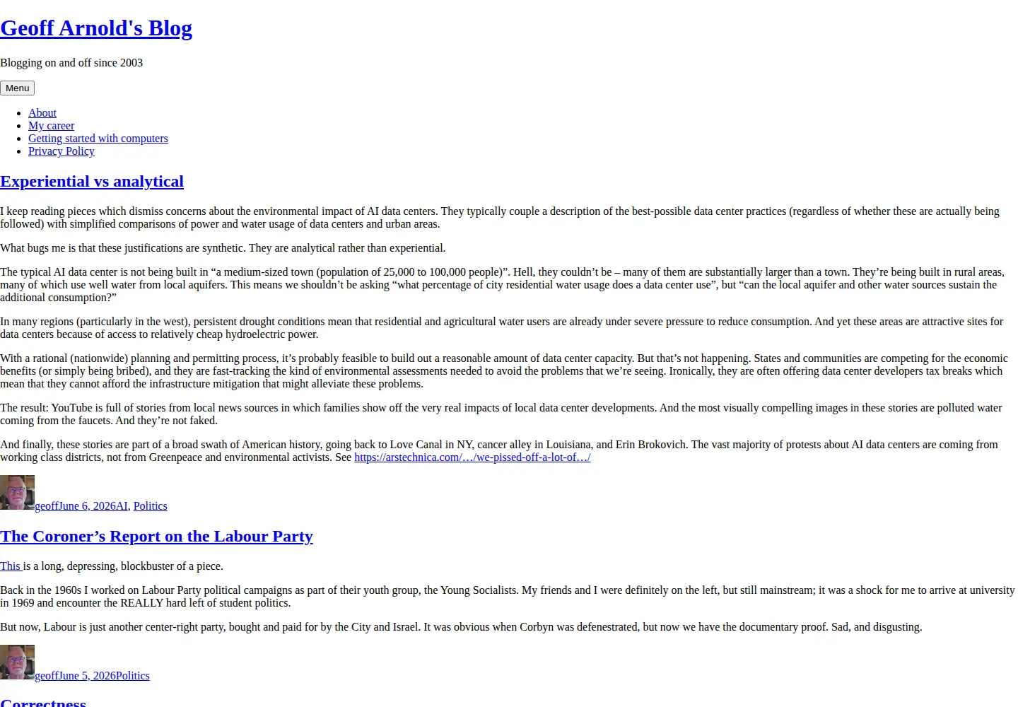Screenshot of geoffarnold.com