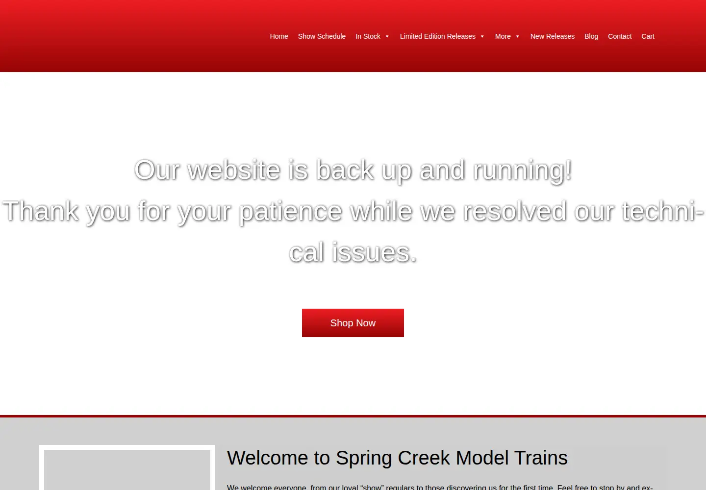 Screenshot of springcreekmodeltrains.com