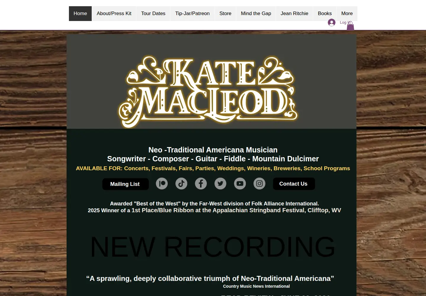 Captured homepage of katemacleod.com in the current scan