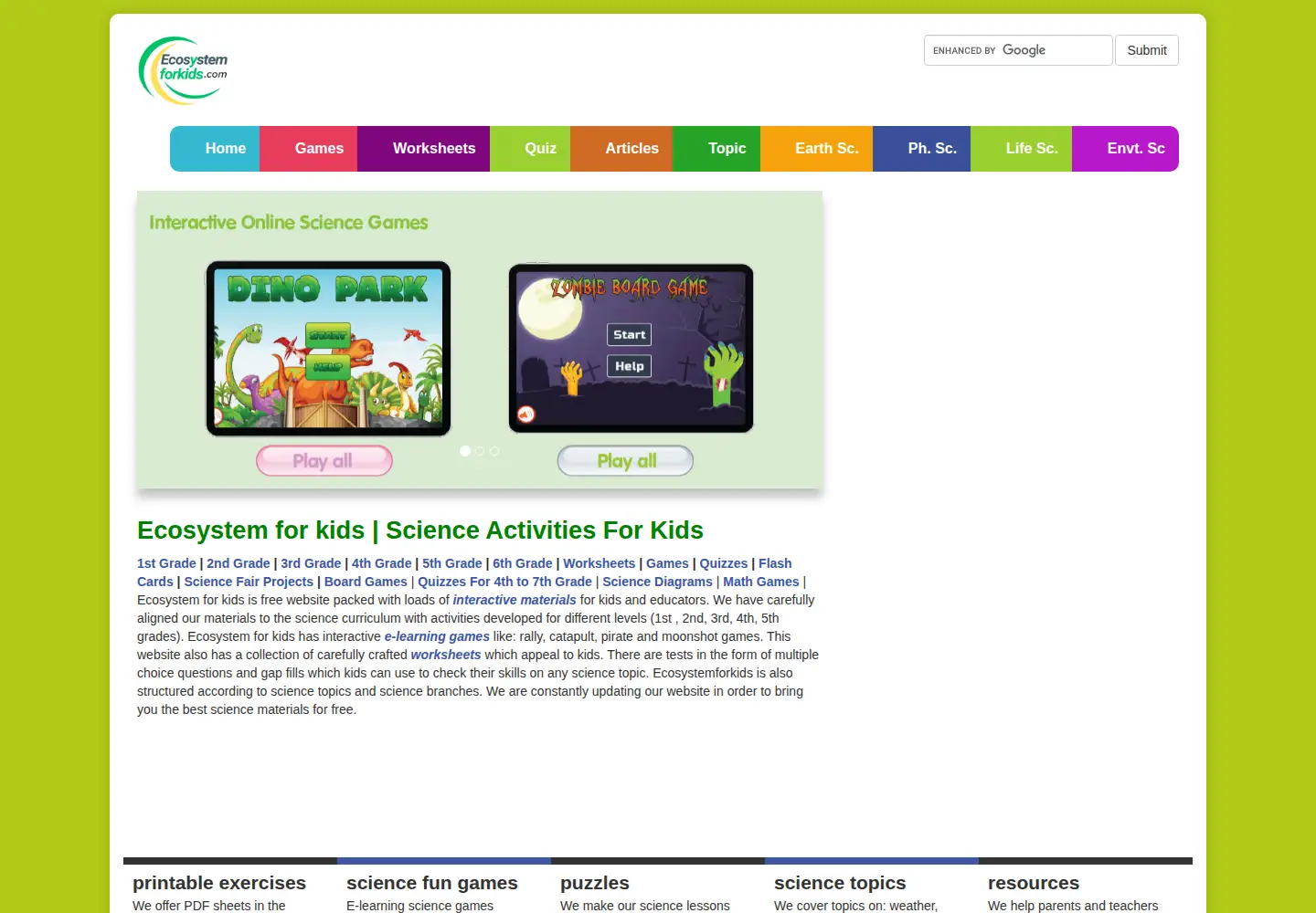 Screenshot of ecosystemforkids.com
