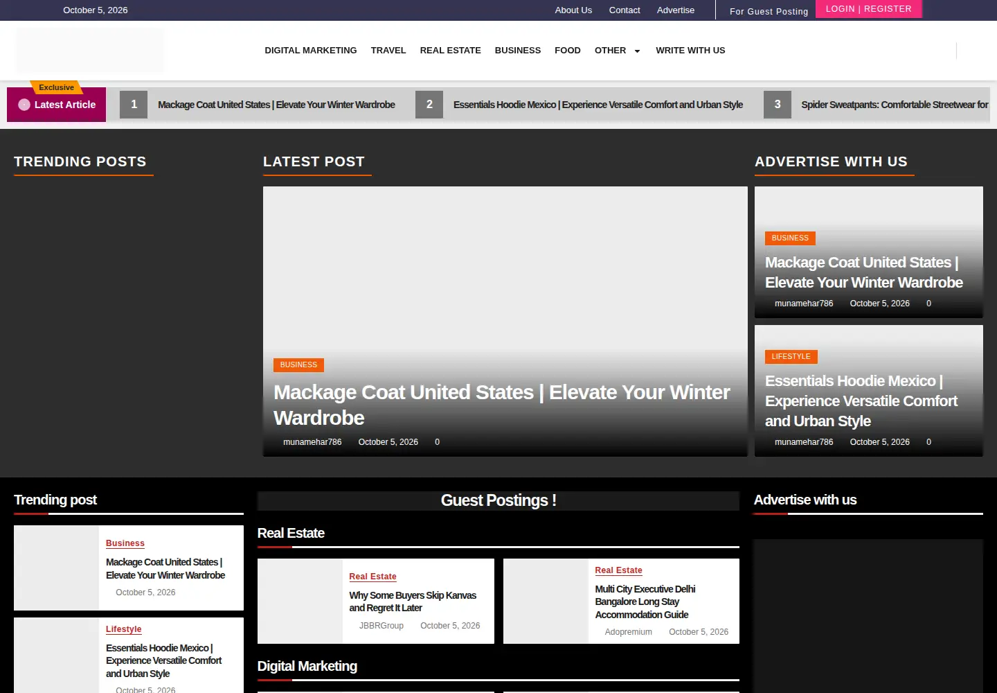 Captured homepage of guestpostingforseo.com in the current scan