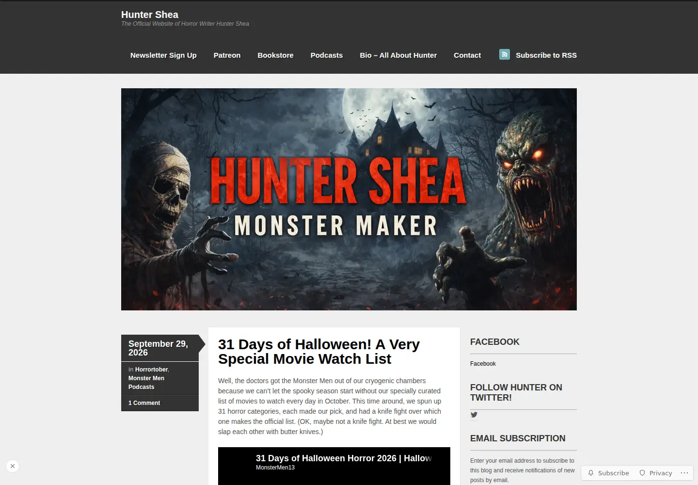 Screenshot of huntershea.com