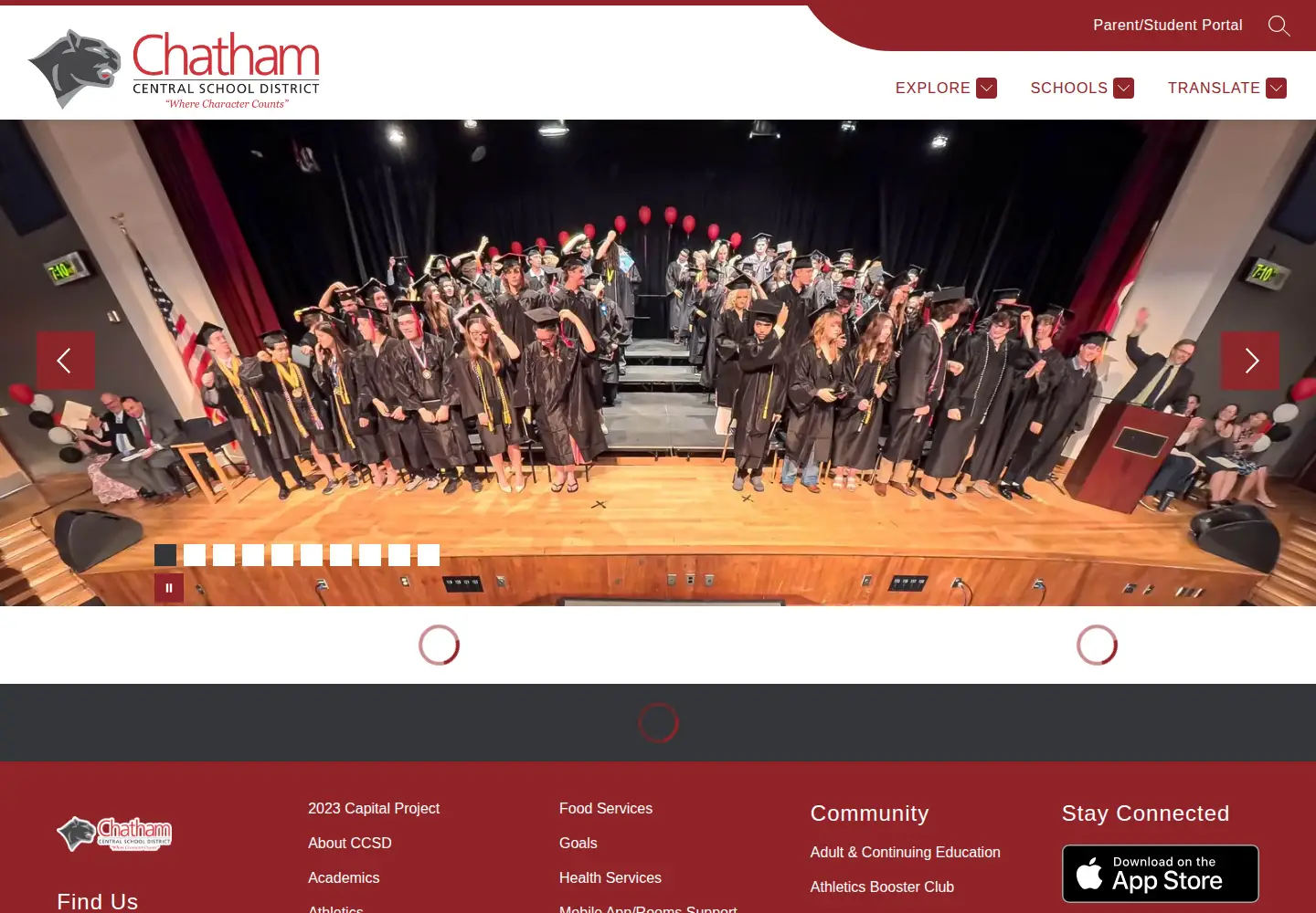 Captured homepage of chathamcentralschools.com in the current scan