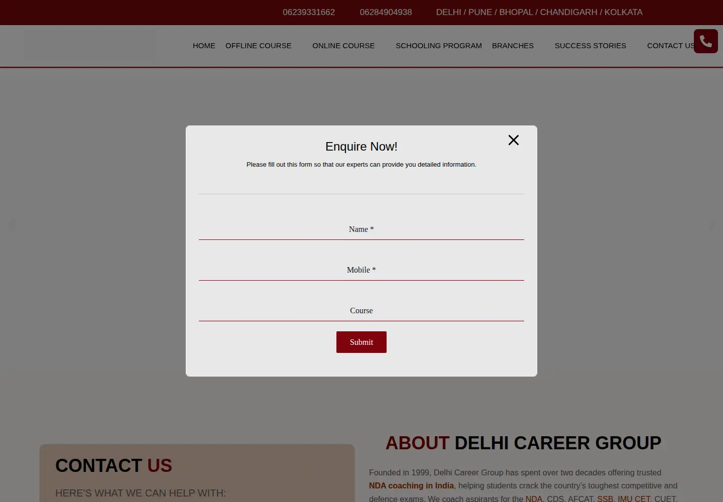 Screenshot of delhicareergroup.com