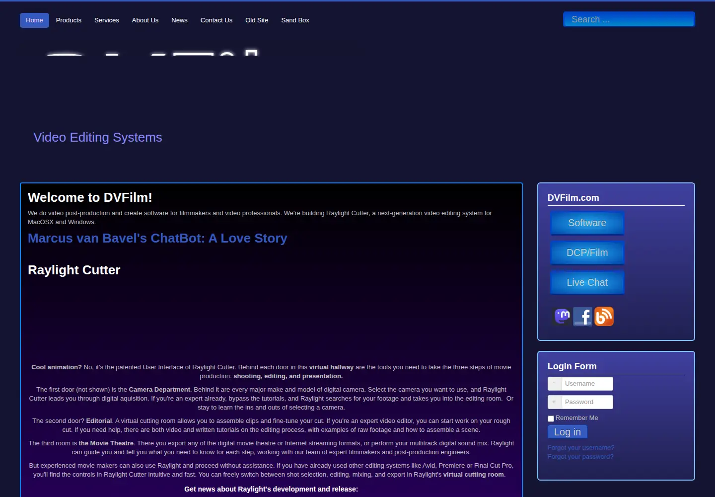 Captured homepage of dvfilm.com in the current scan