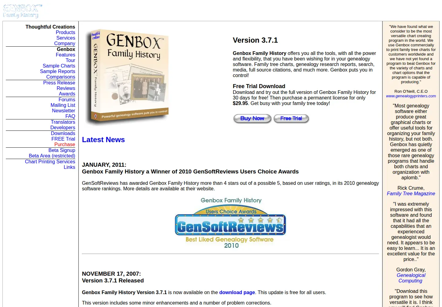 Captured homepage of genbox.com in the current scan