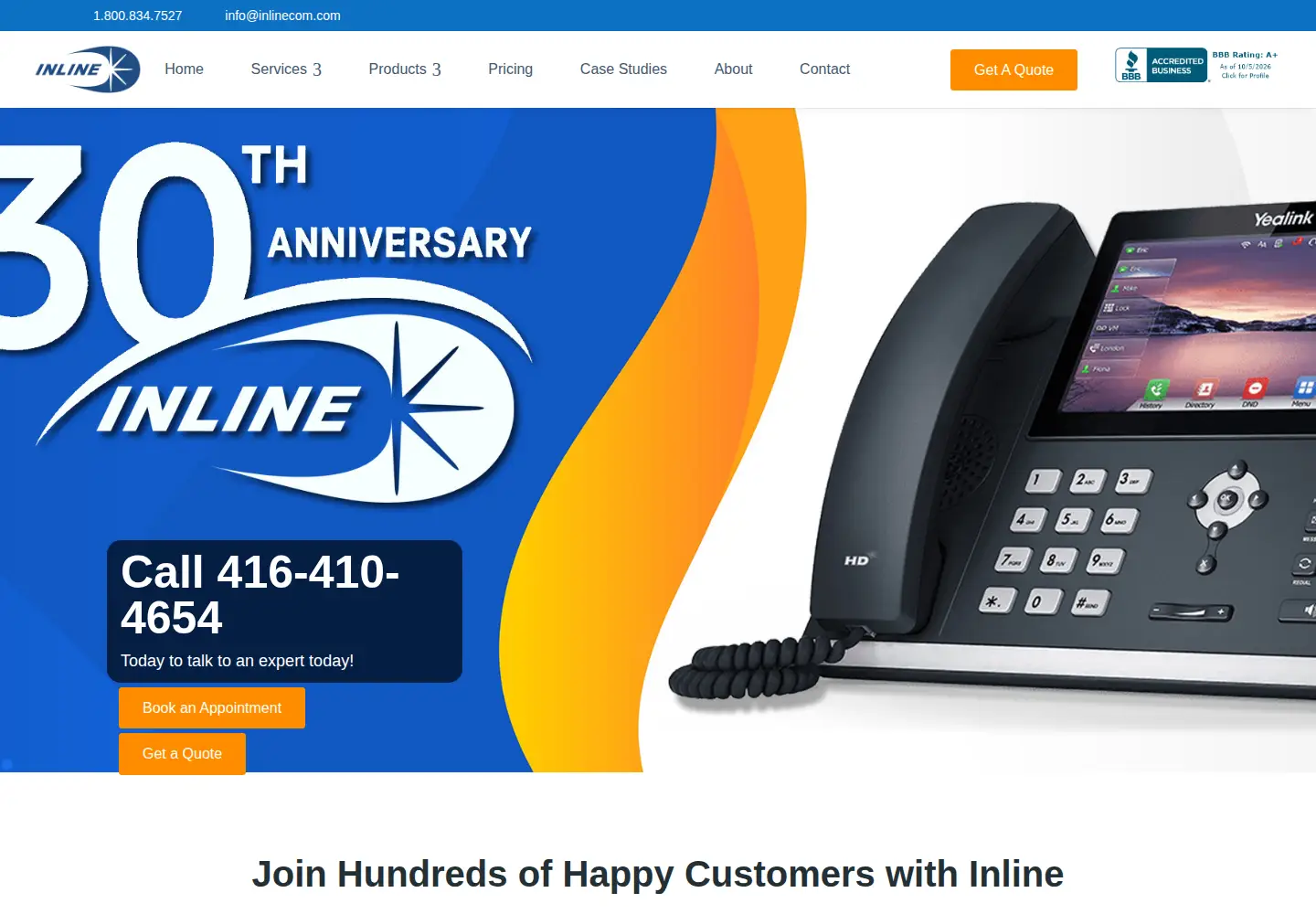 Captured homepage of inlinecom.com in the current scan