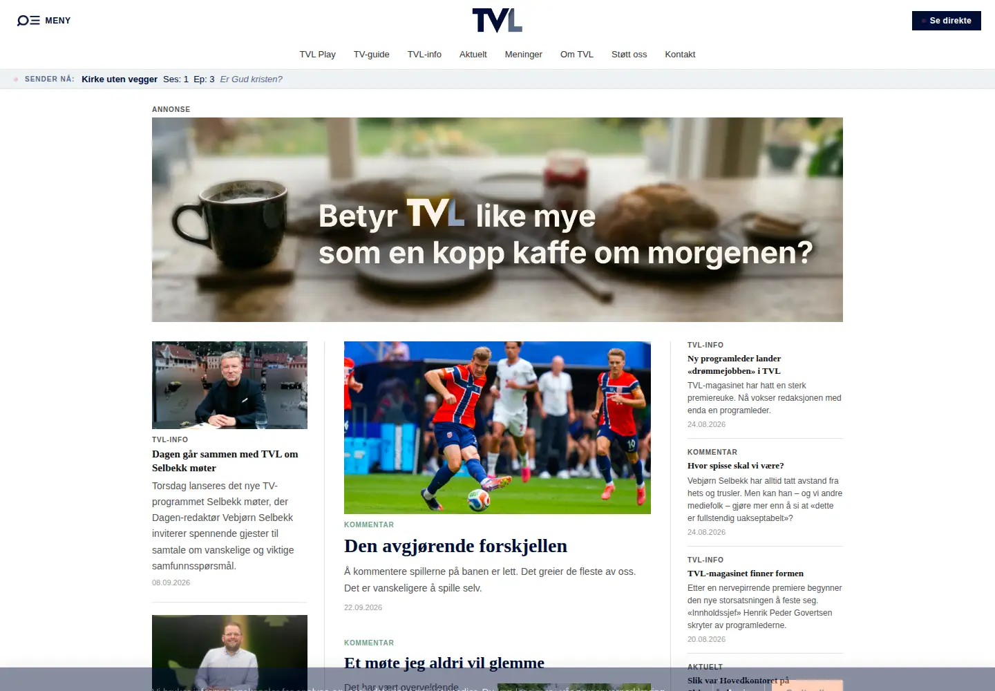Captured homepage of tvl.no in the current scan