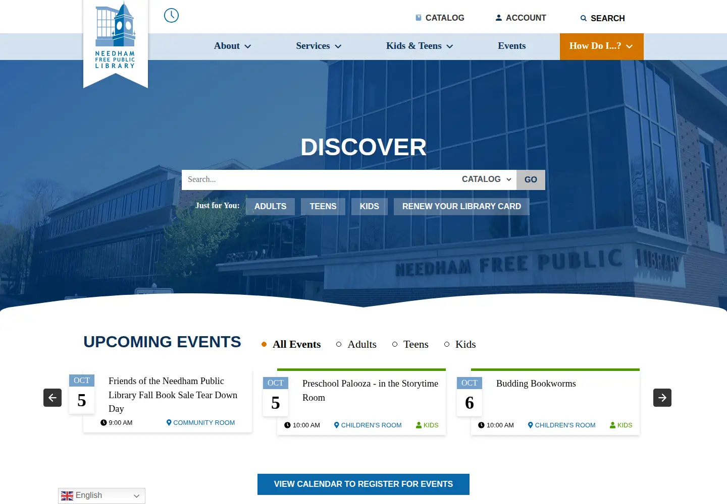 Screenshot of needhamlibrary.org