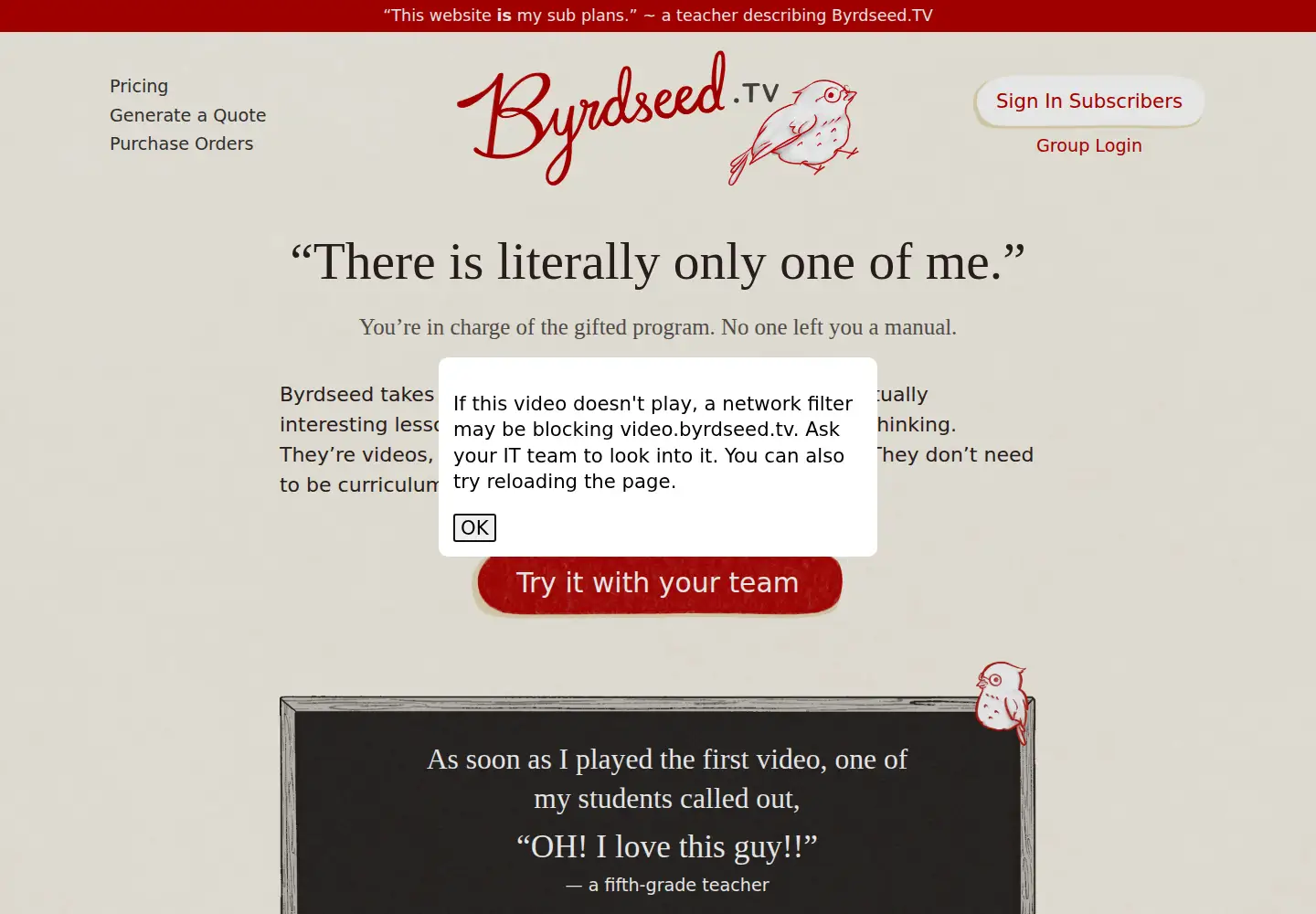 Screenshot of byrdseed.tv