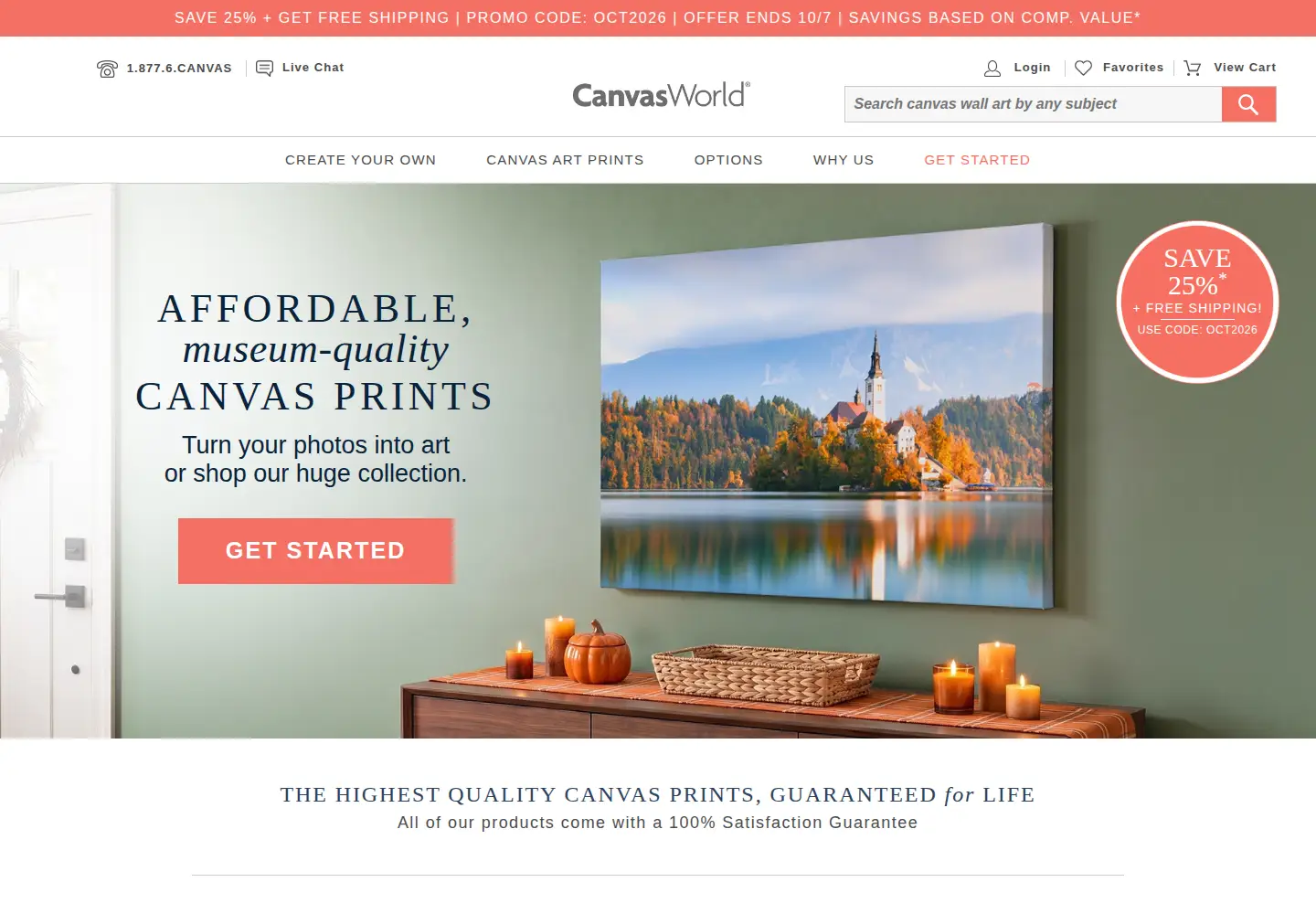 Screenshot of canvasworld.com