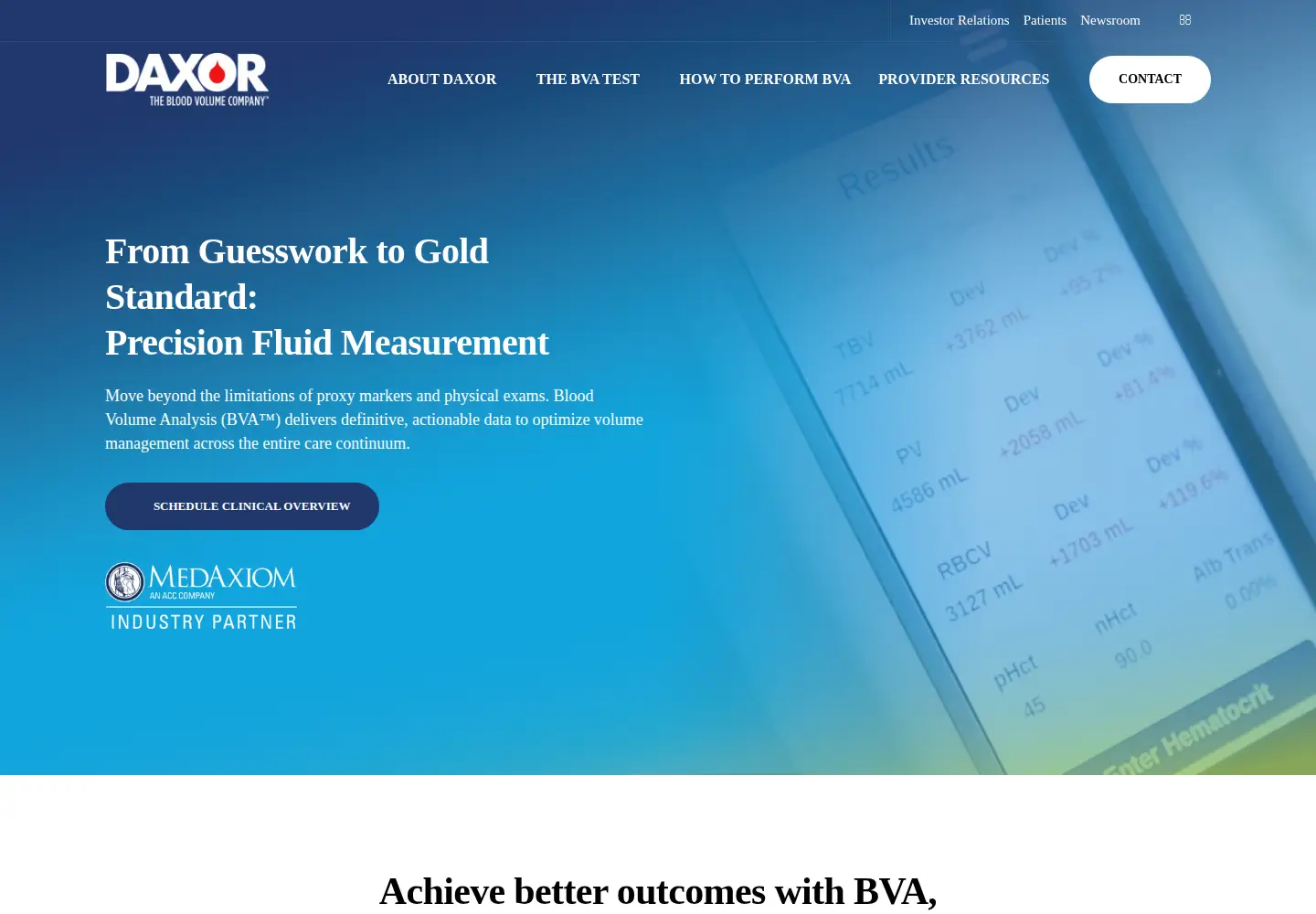 Captured homepage of daxor.com in the current scan