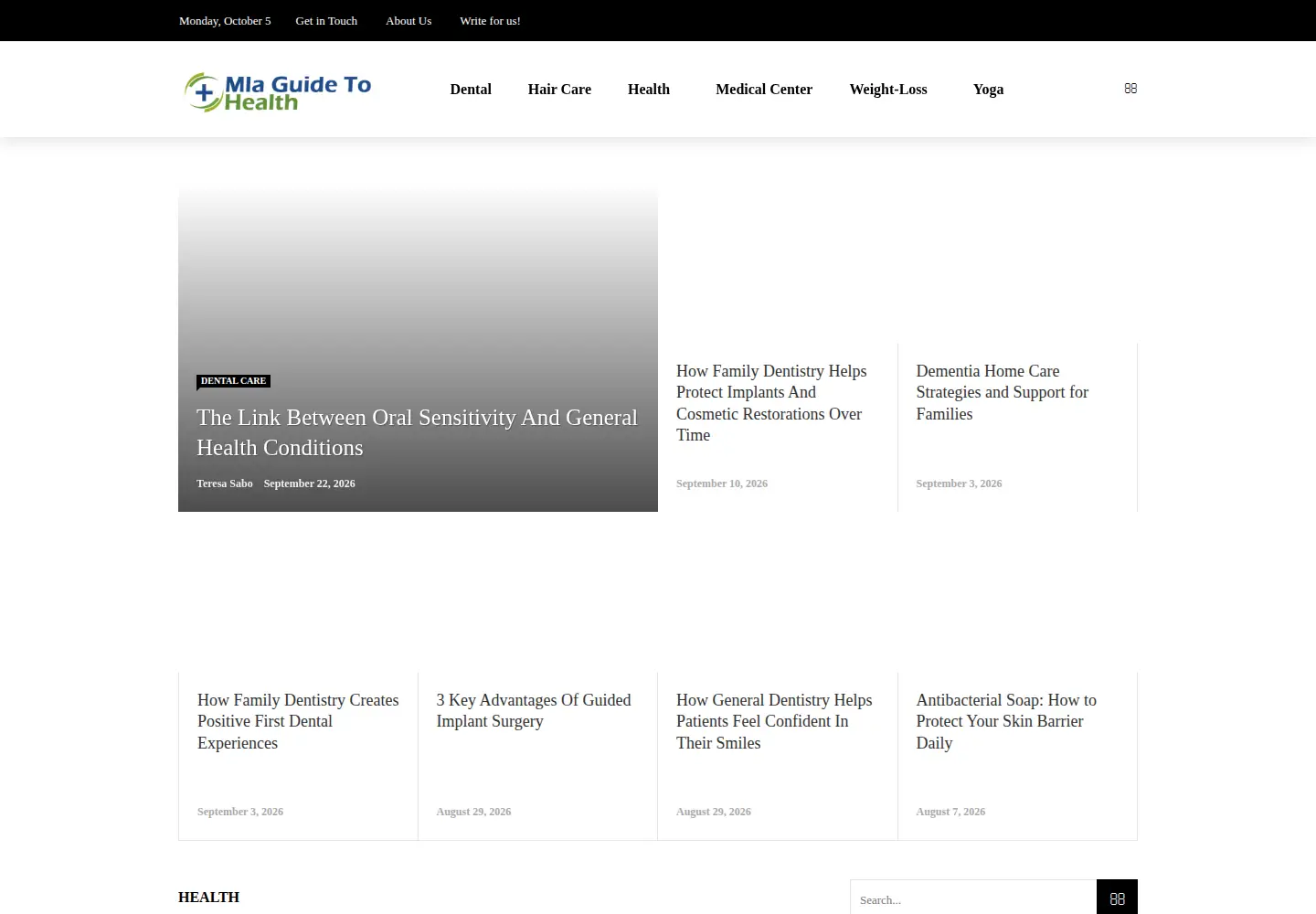 Screenshot of mlaguidetohealth.org