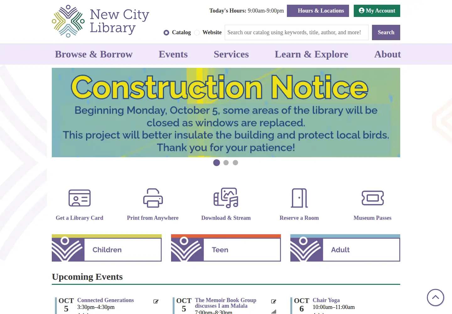 Screenshot of newcitylibrary.org