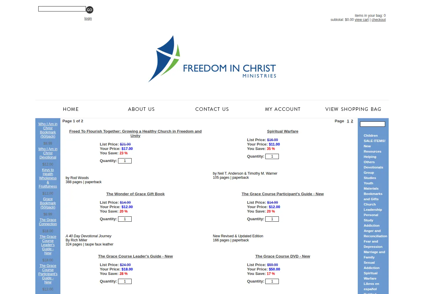 Captured homepage of freedominchrist.com in the current scan