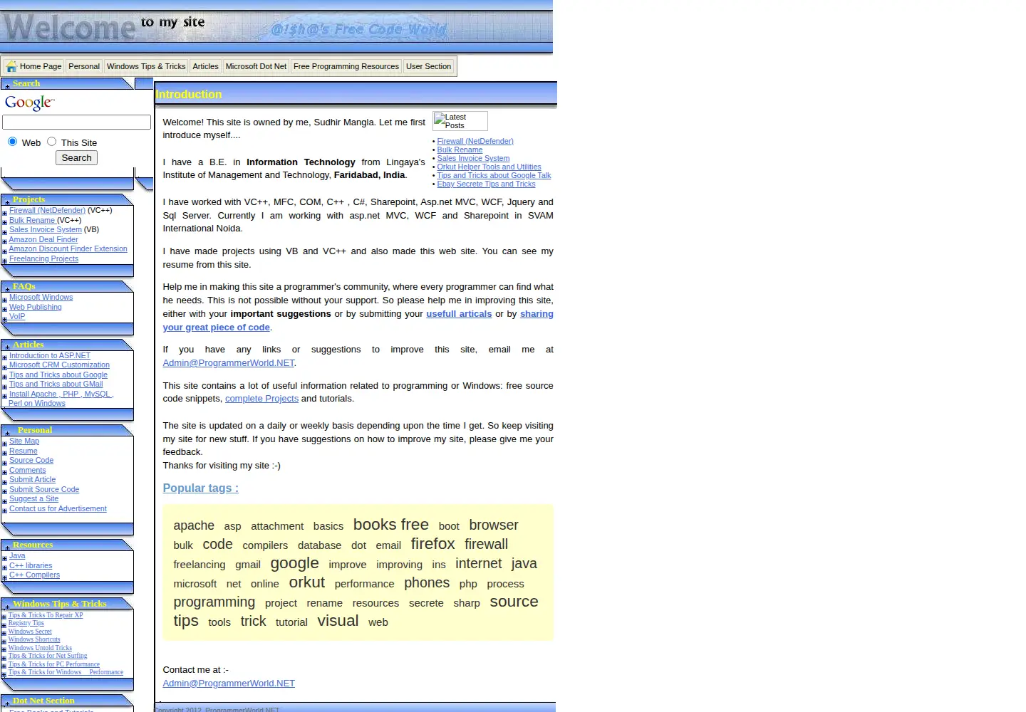 Captured homepage of programmerworld.net in the current scan
