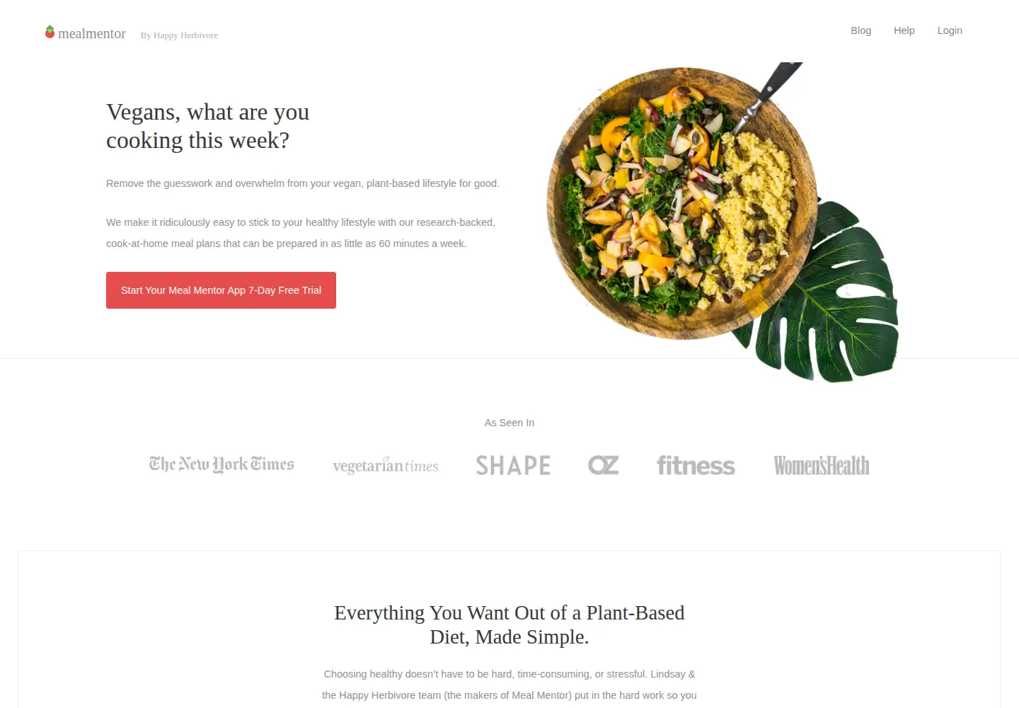 Captured homepage of getmealplans.com in the current scan