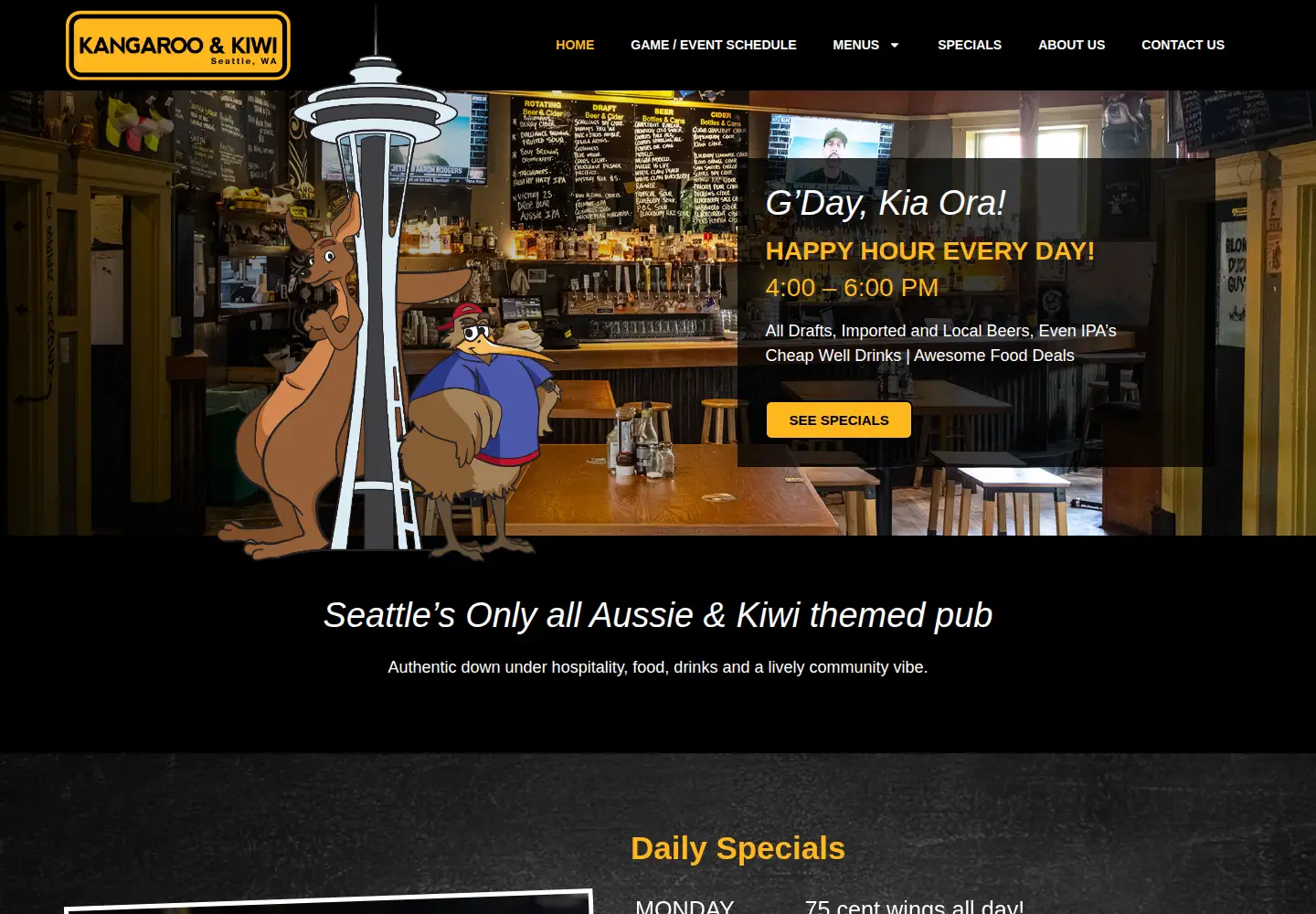 Captured homepage of kangarooandkiwi.com in the current scan