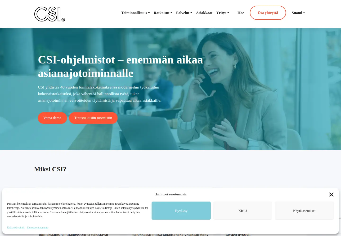 Captured homepage of csihelsinki.fi in the current scan