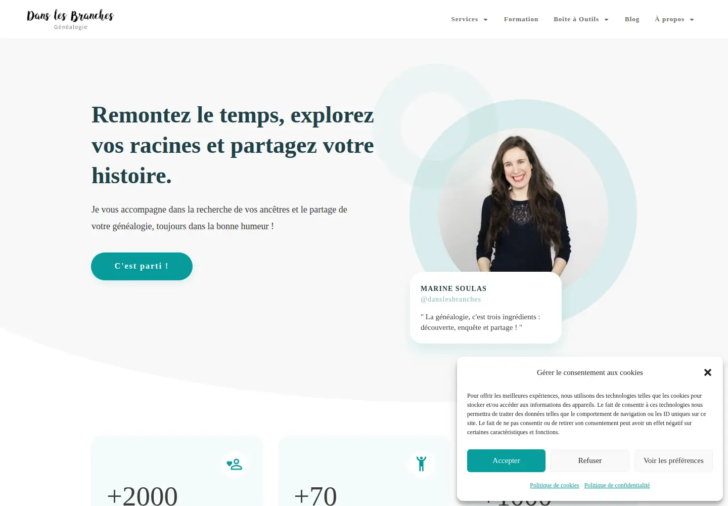Captured homepage of dans-les-branches.fr in the current scan