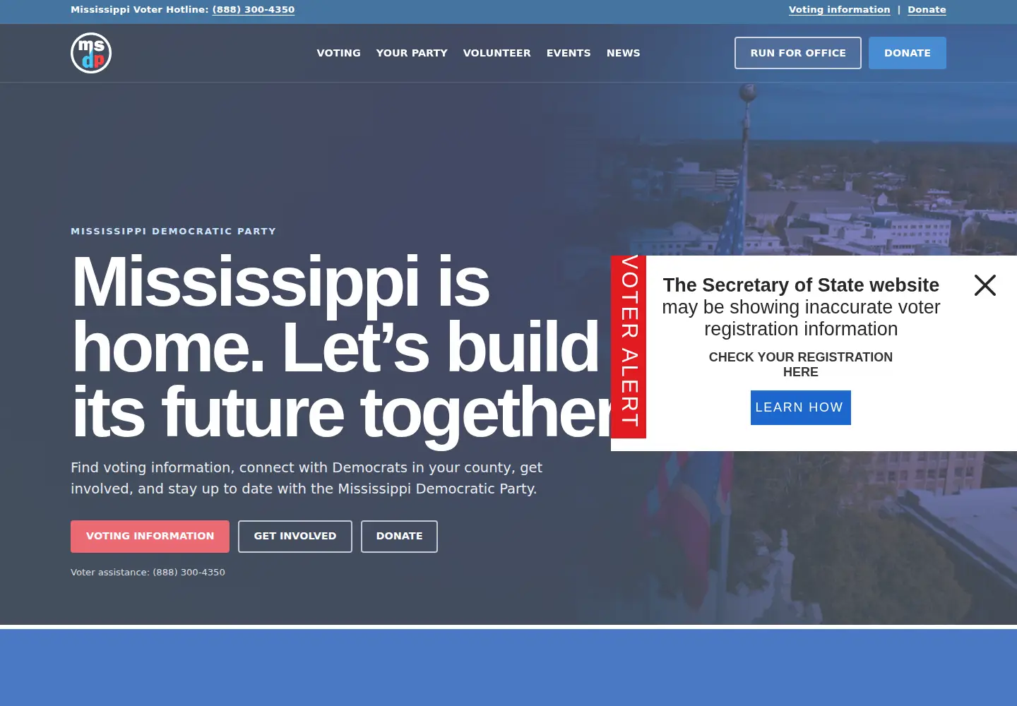 Screenshot of mississippidemocrats.org