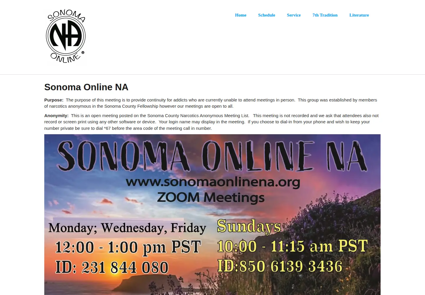 Captured homepage of sonomaonlinena.org in the current scan