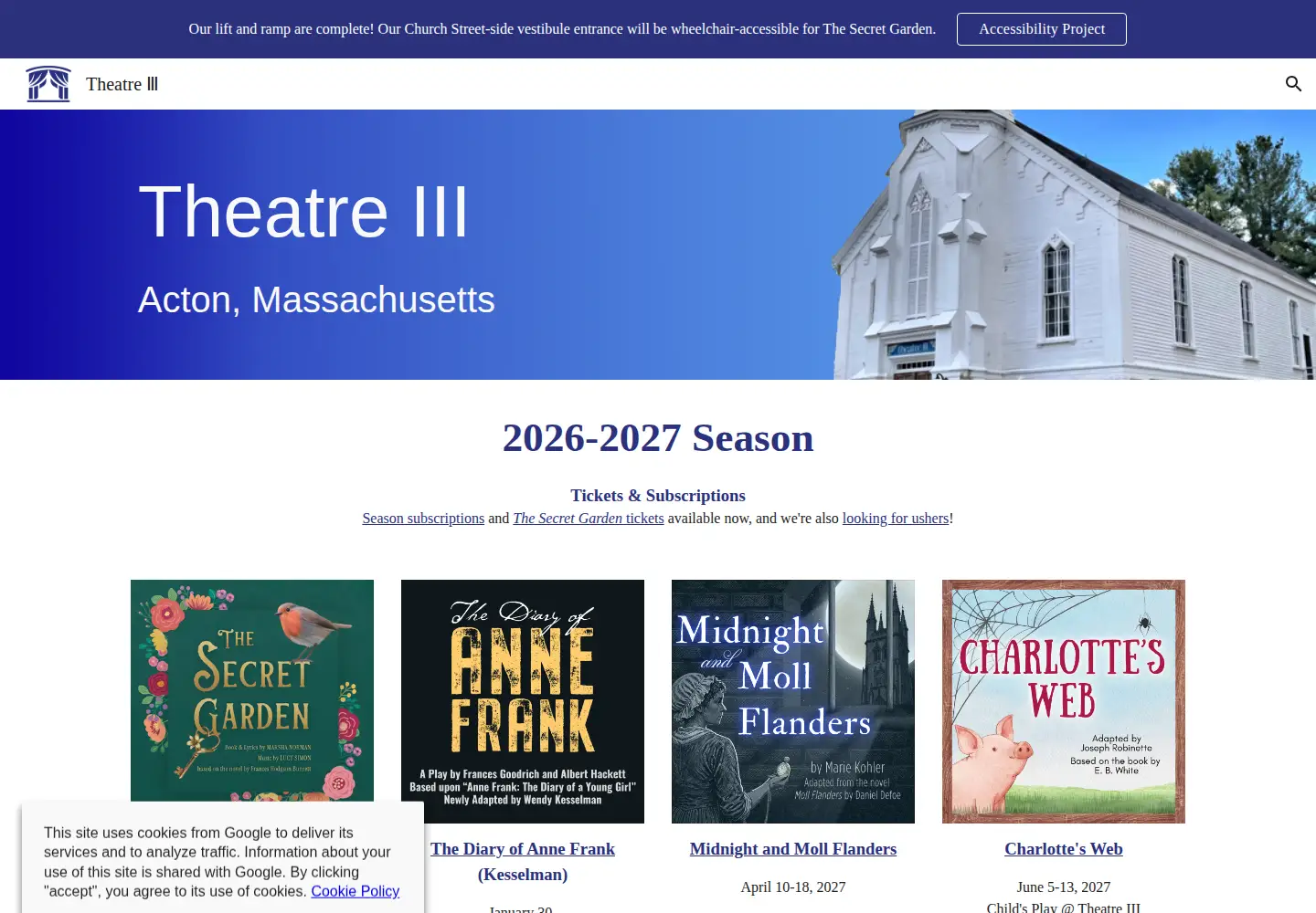 Screenshot of theatre3.org