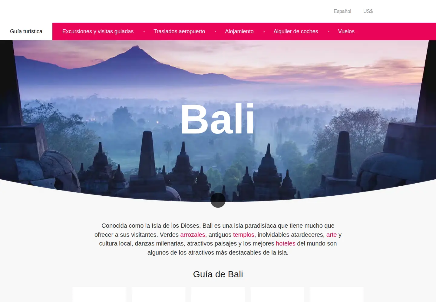 Captured homepage of disfrutabali.com in the current scan