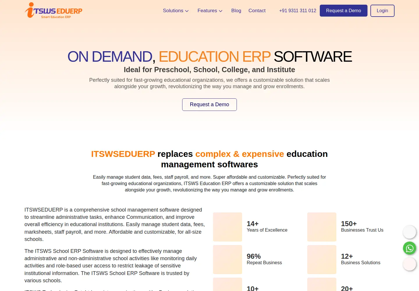 Captured homepage of itswseduerp.com in the current scan