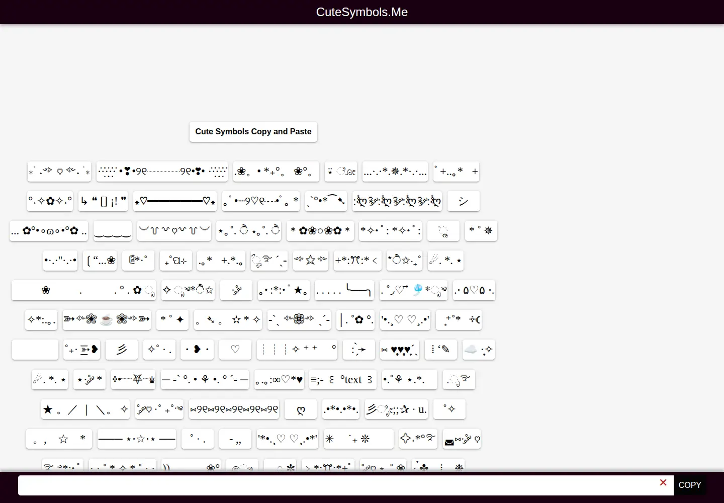 Captured homepage of cutesymbols.me in the current scan
