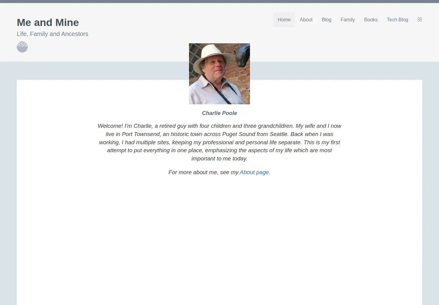 Captured homepage of charliepoole.org in the current scan
