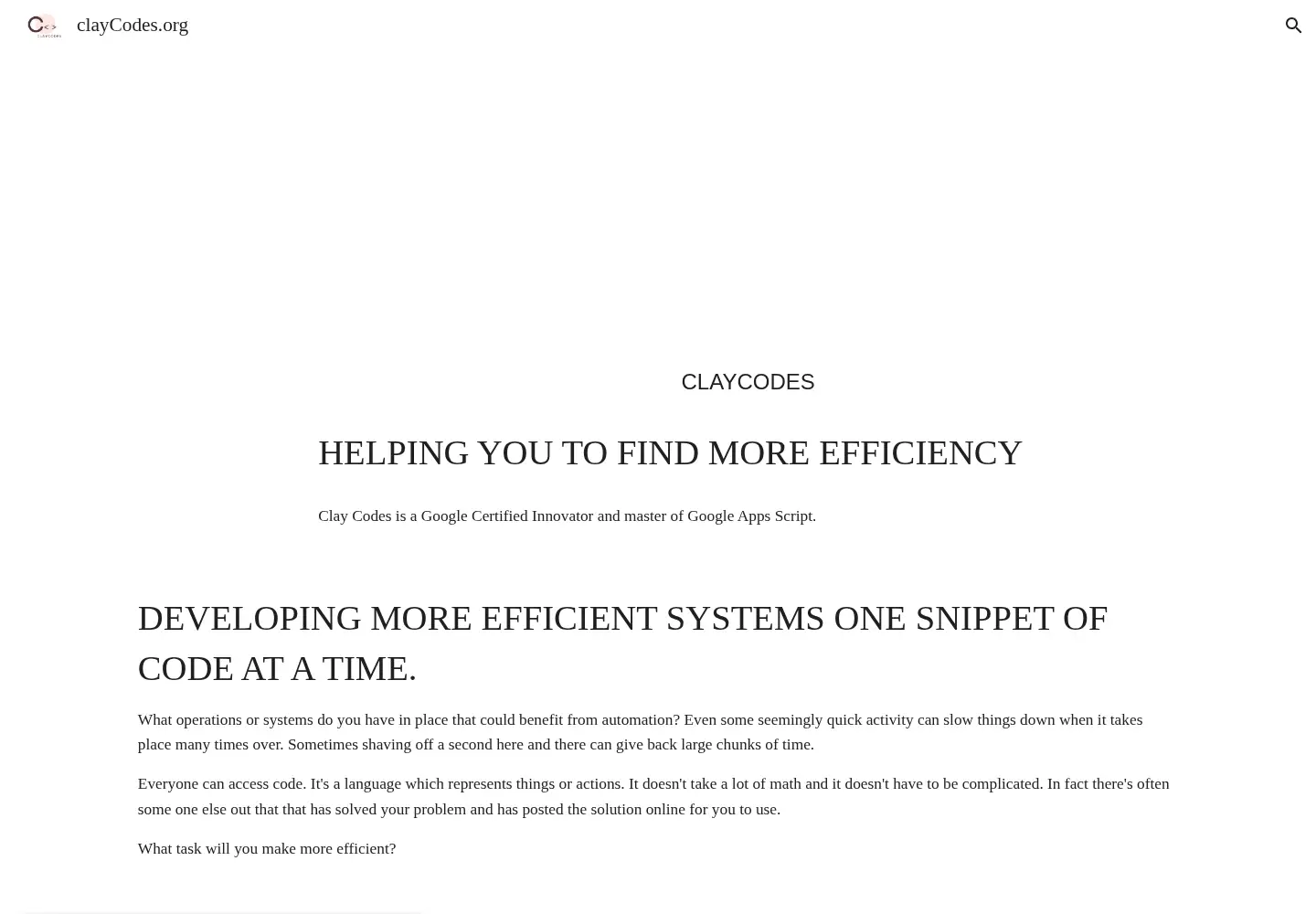 Screenshot of claycodes.org