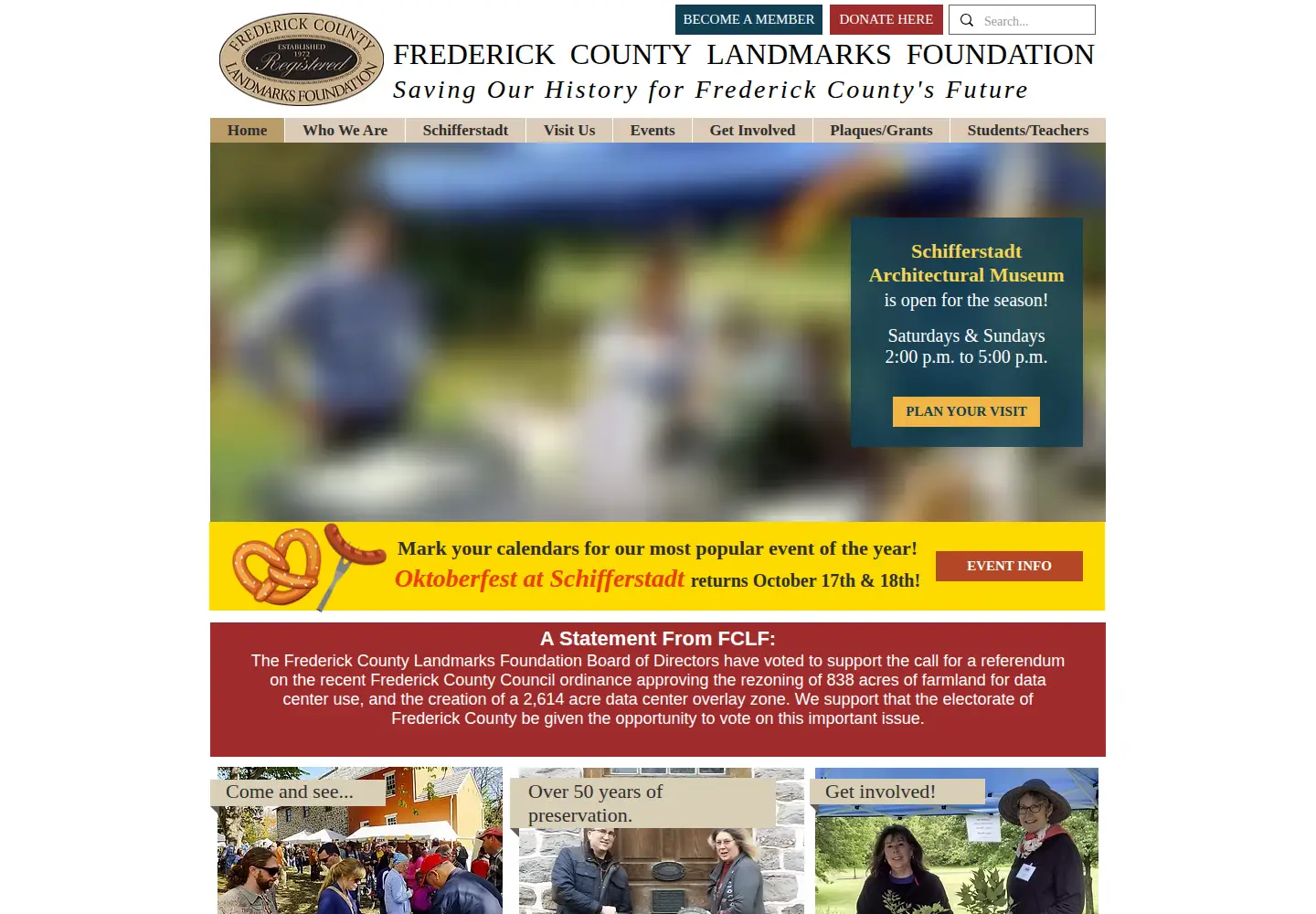 Screenshot of frederickcountylandmarksfoundation.org