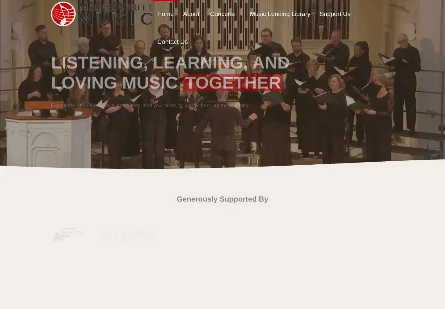 Captured homepage of marketstreetmusicde.org in the current scan