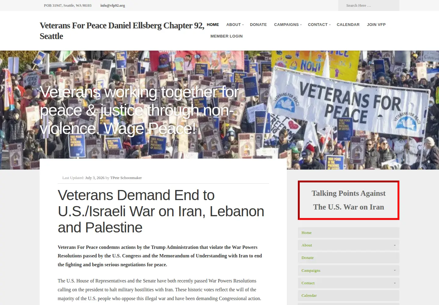 Captured homepage of vfp92.org in the current scan