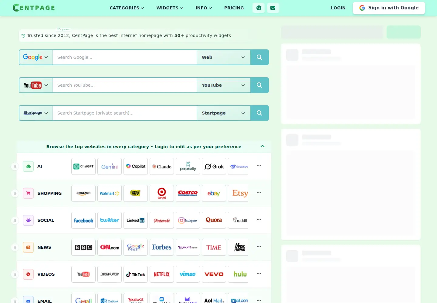 Screenshot of centpage.com