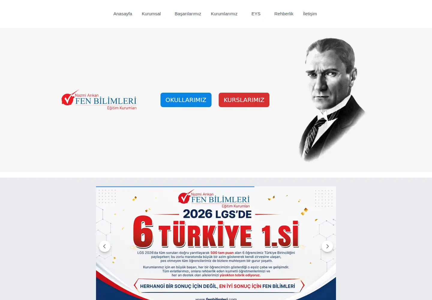 Captured homepage of fenbilimleri.com in the current scan
