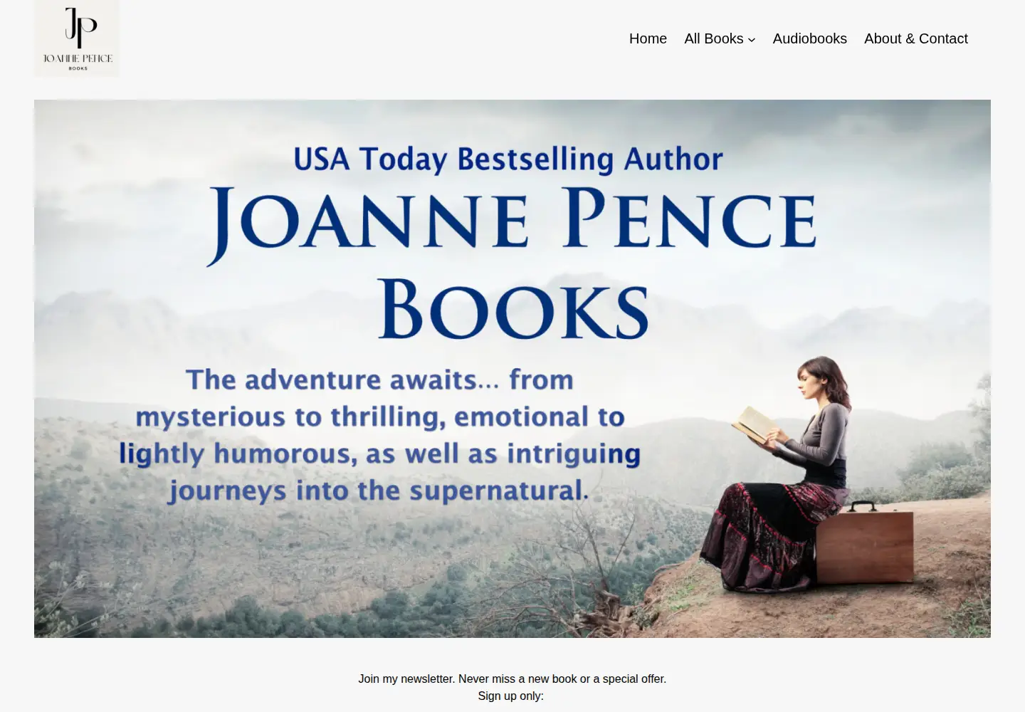 Captured homepage of joannepence.com in the current scan