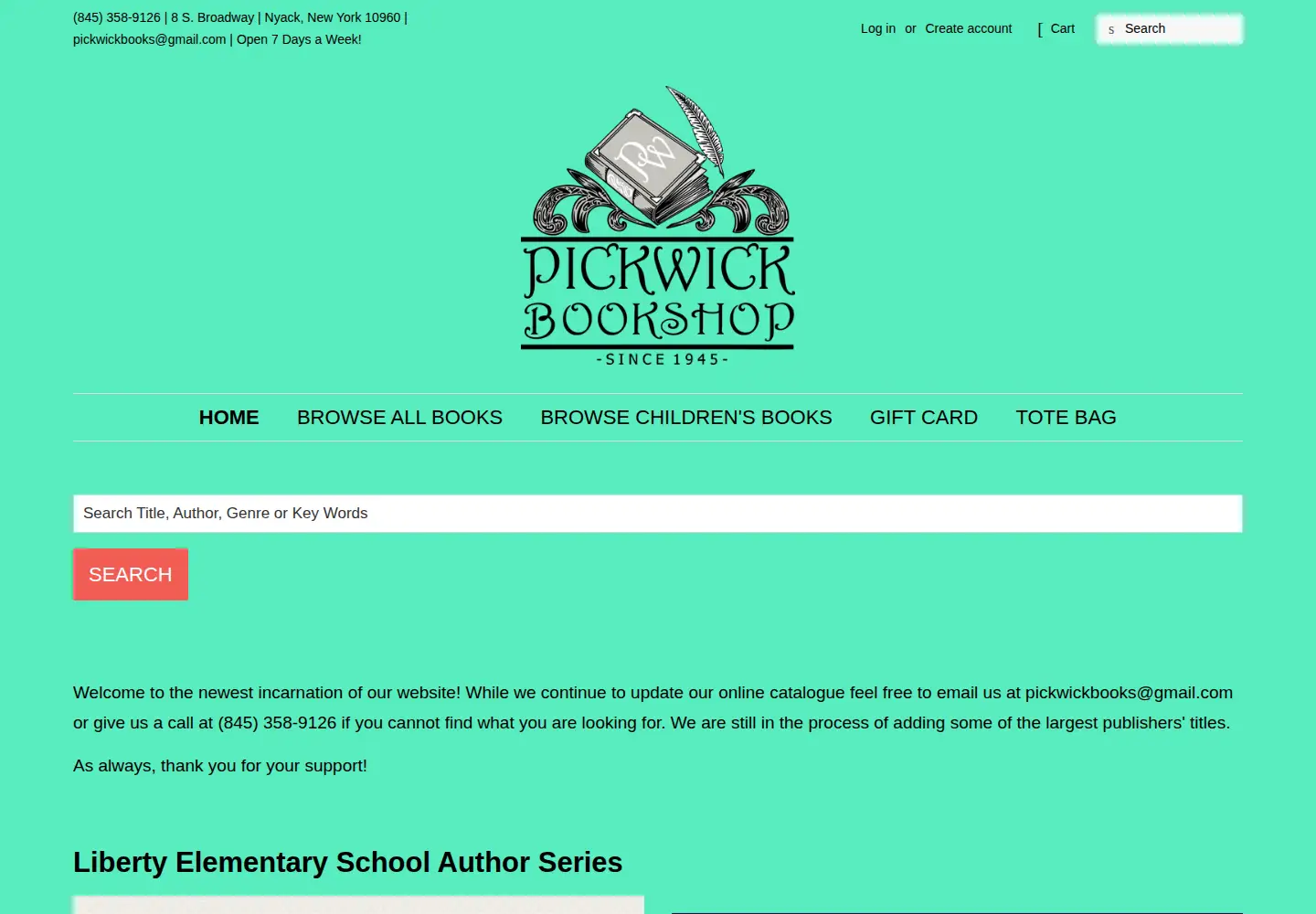 Screenshot of pickwickbookshop.com
