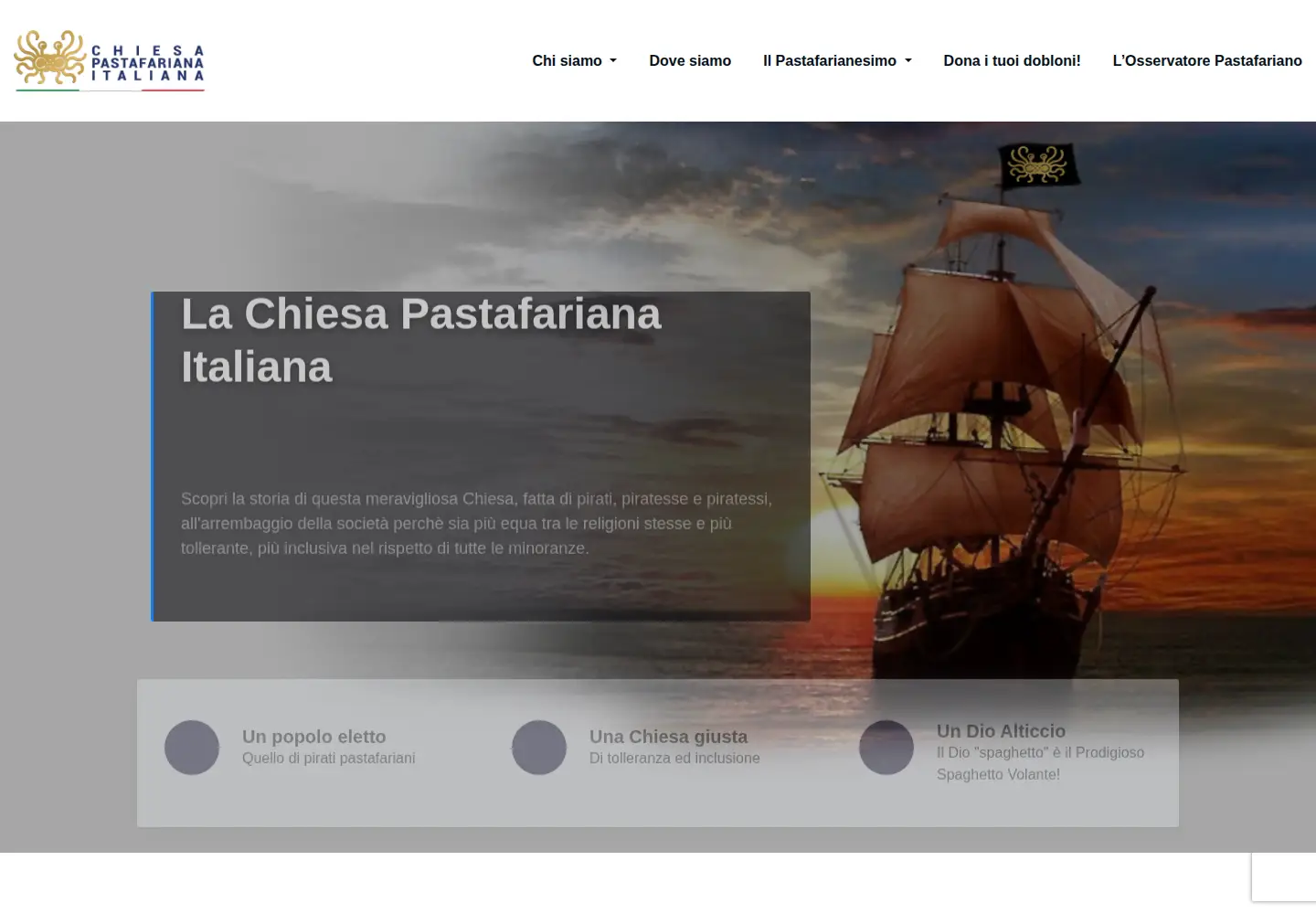 Captured homepage of chiesapastafariana.it in the current scan