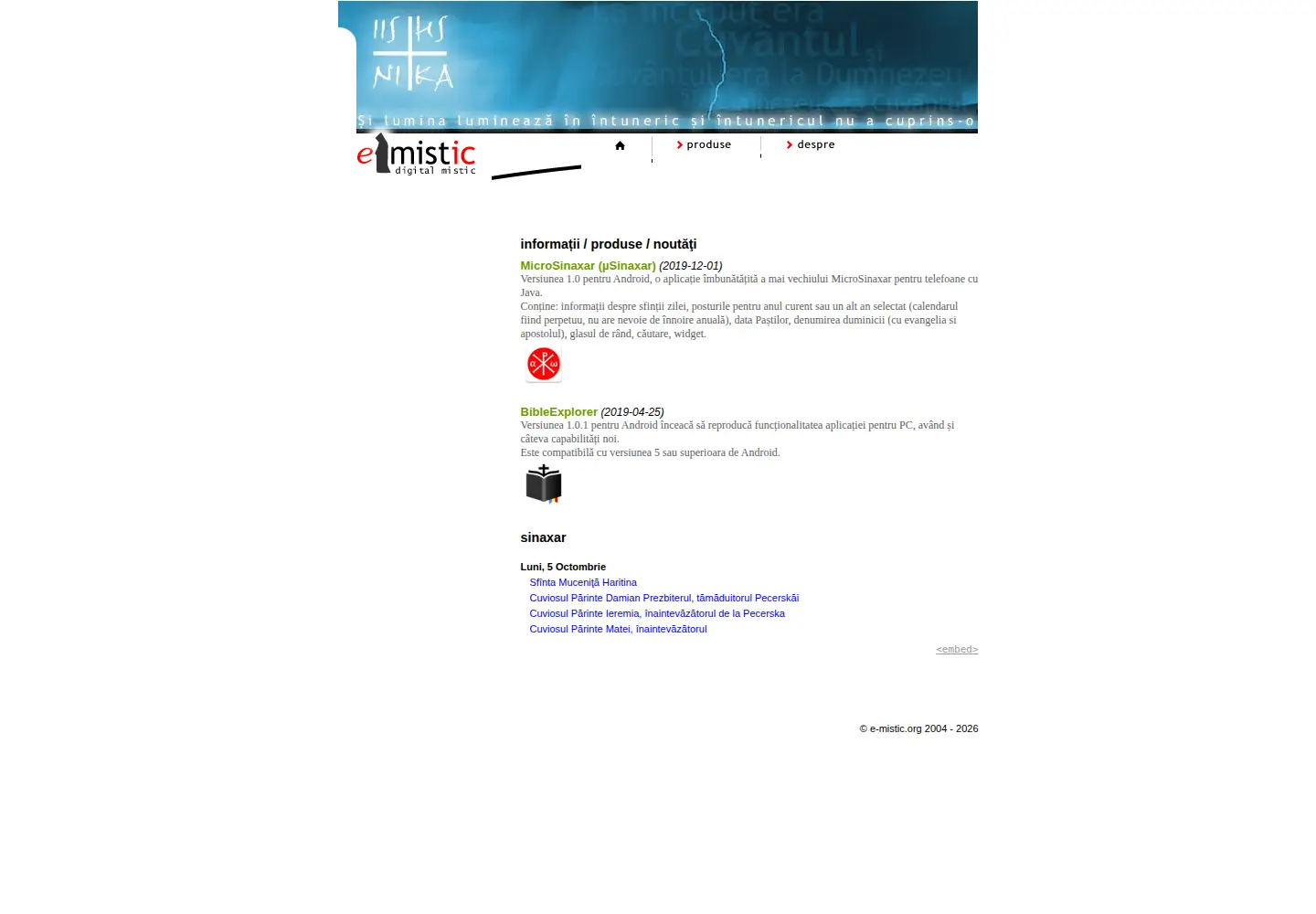 Captured homepage of e-mistic.org in the current scan