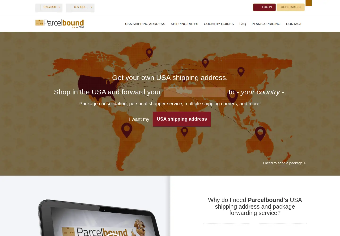 Screenshot of parcelbound.com