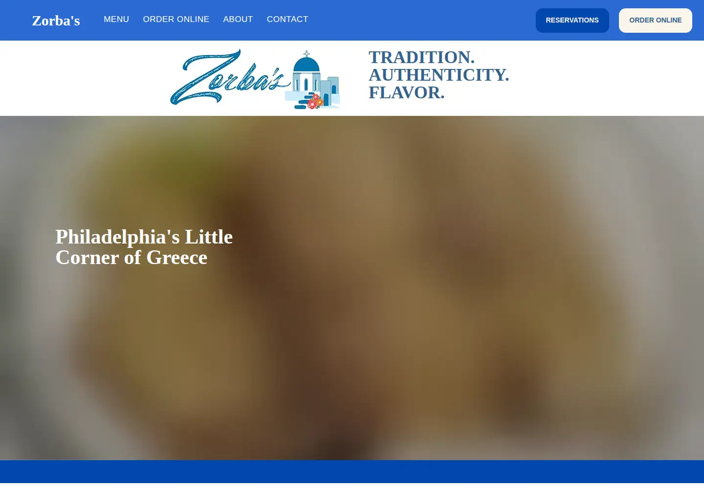 Captured homepage of zorbastavern.com in the current scan