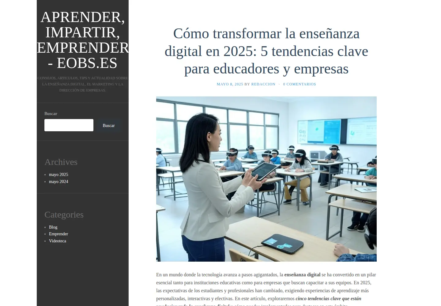 Captured homepage of eobs.es in the current scan