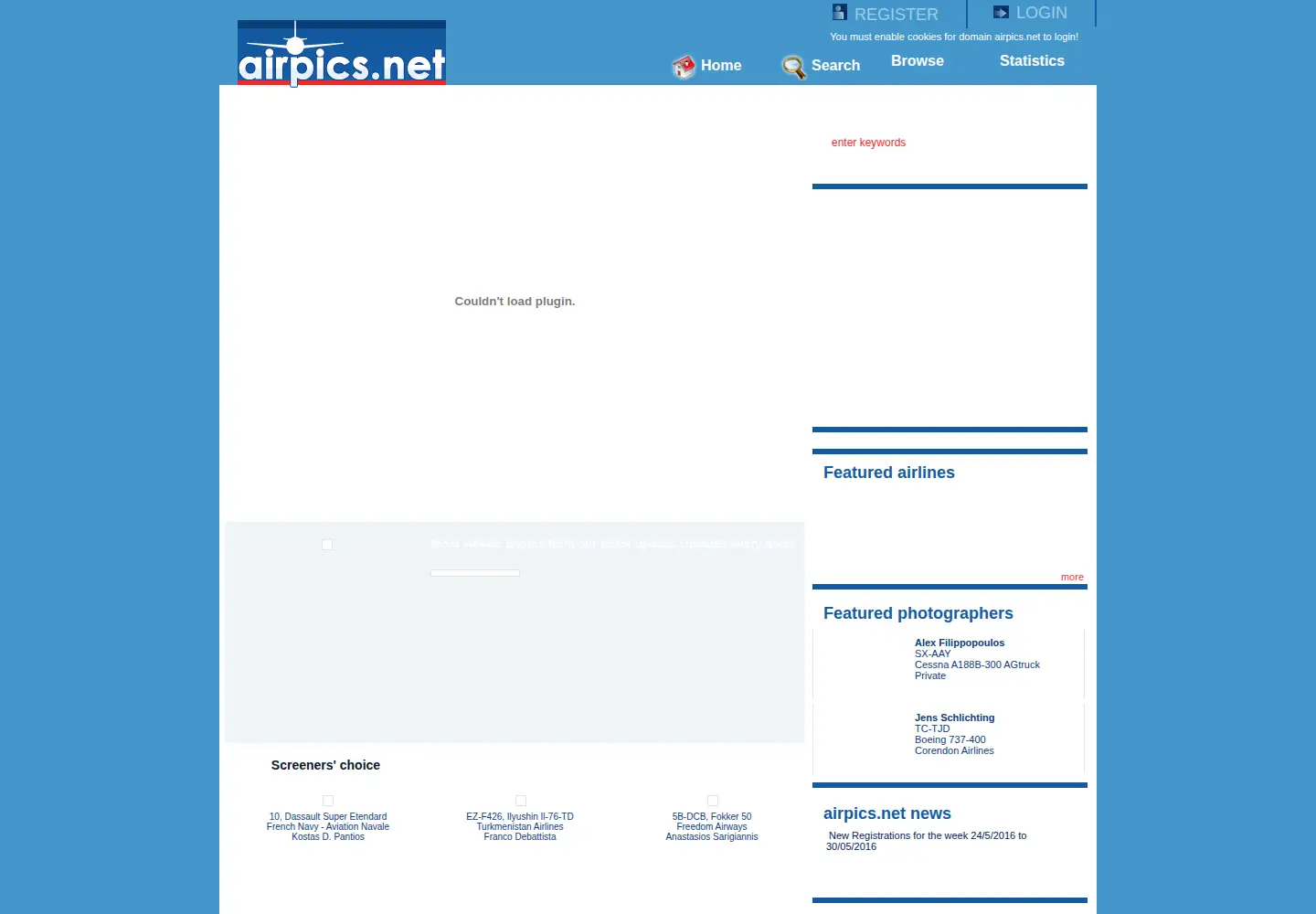 Captured homepage of airpics.net in the current scan