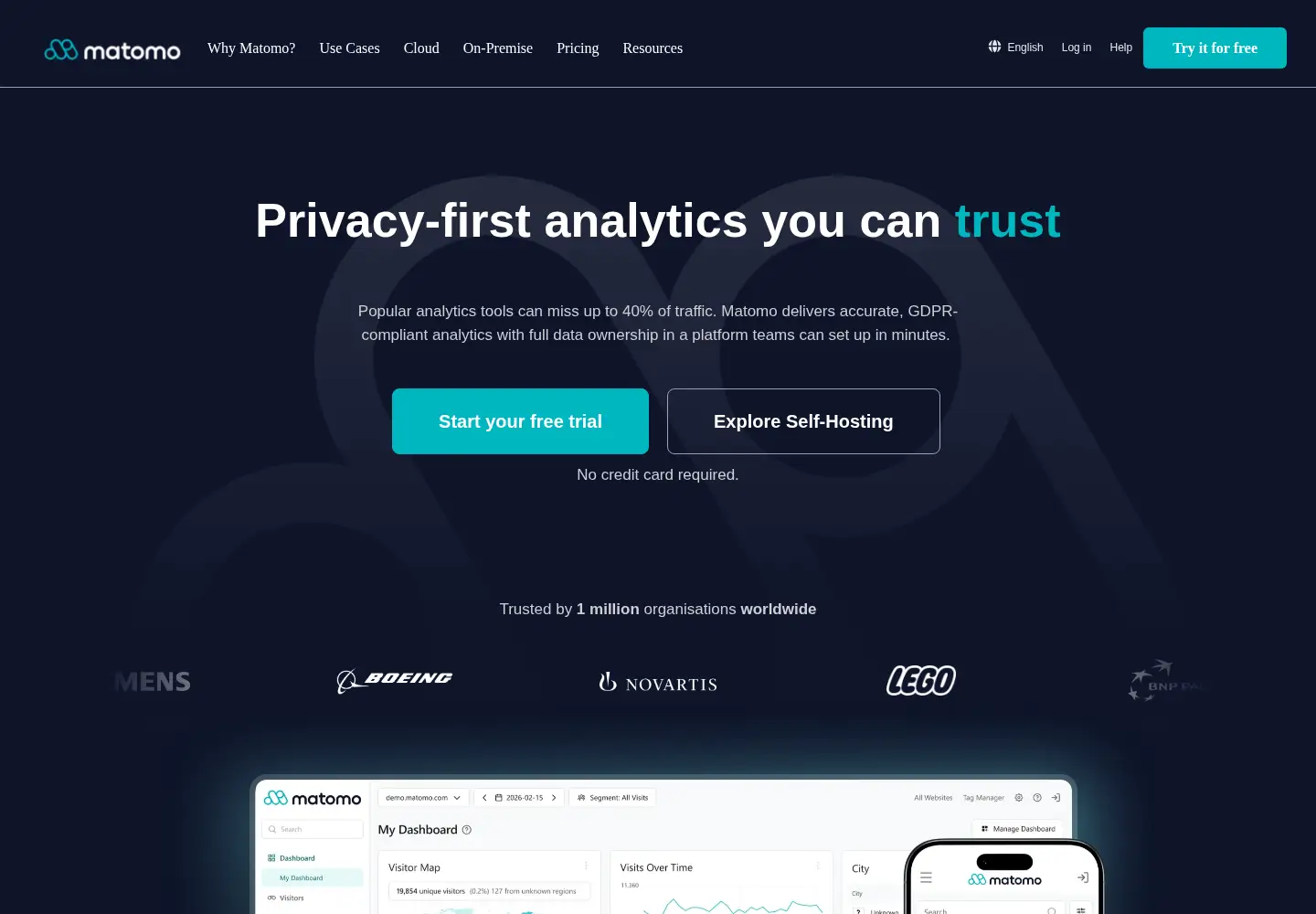 Screenshot of piwik.org