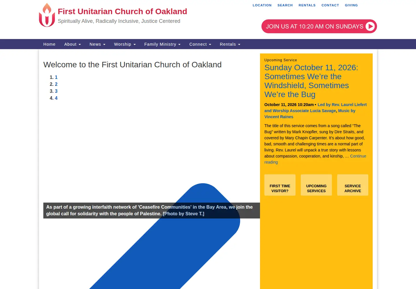 Captured homepage of uuoakland.org in the current scan